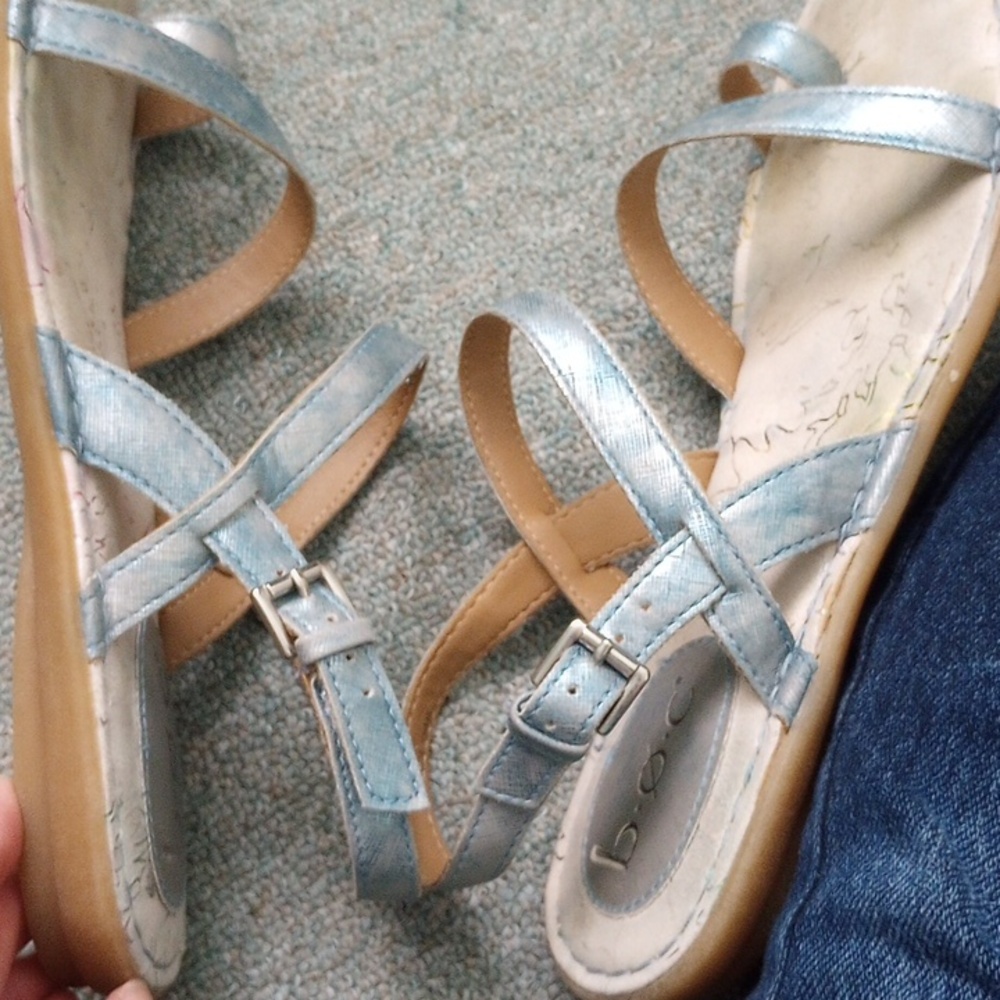 boc Metallic Blue Strappy Flat Sandals - Picture 10 of 10